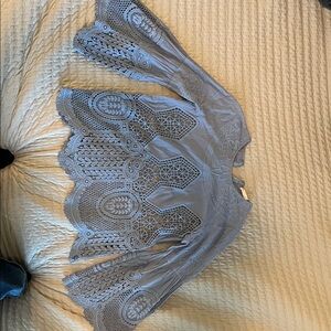 Altar'd State Dusty Blue Lace Cutout Blouse Rodeo Wear